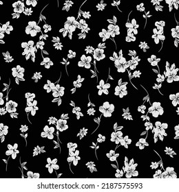 textile design with black and white flower pattern image