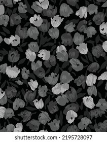 textile design with black and white flower pattern image