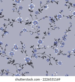 textile design with blue flower pattern image