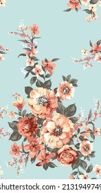 textile design with bouqet floral pattern 