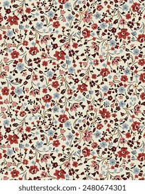 textile design bright background solid abstract monochrome simple small and tiny flower, all-over seamless vector pattern with red and gray tone color illustration digital image printing factory