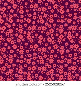 design têxtil fundo brilhante sólido abstrato de três tons pequena rosa e flor minúscula, todo-sobre padrão de vetor sem costura com vermelho e amarelo Tom cor ilustração digital imagem impressão fábrica