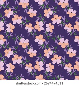 Diseño textil Fondo brillante Sólido Abstracto de tres tonos de rosa Pequeña y diminuta flor, todo el patrón de Vector sin fisuras con rojo y amarillo Ilustración de color Imagen digital