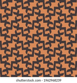 Diseño textil con líneas rotas. Gráficos decorativos en marrón oscuro y ocre.