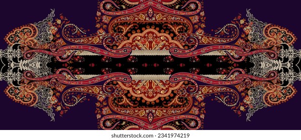 Diseño textil por tipo Paisley usa cualquier impresión en tela.