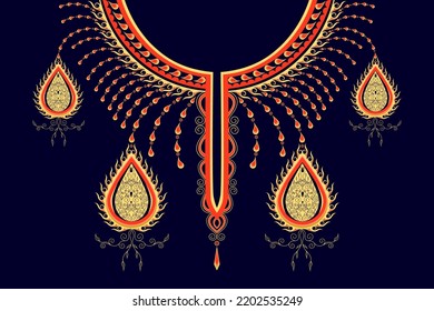 Textile design for collar shirts, blouses, dresses, t-shirts in tribal style.  Embroidery Vector Ethnic Geometric Actek