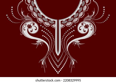 Textile design for collar shirts, blouses, dresses, t-shirts in tribal style.  Embroidery Vector Ethnic Geometric Actek