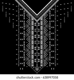 Textile design for collar shirts, shirts, blouses, T-shirt in tribal style. Aztec geometric print. Ethnic vector embroidery. 