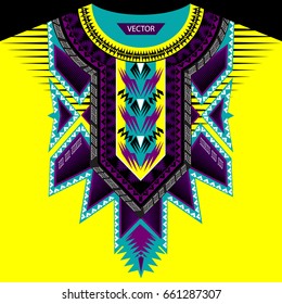 Textile design for collar shirts, shirts, blouses, T-shirt in tribal style. Aztec geometric print. Ethnic vector embroidery ethnic neck line design graphics fashion wearing.