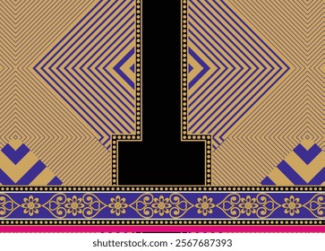 Textile design compositions with geometric shapes, paisley motifs, baroque-inspired ornaments for digital textile printing, wallpapers, gift wraps, and backgrounds.