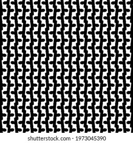 Textile design consisting of broken stripes with a kind of buds from place to place. Pattern in black and white.