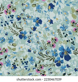 textile design with cute abstract flower pattern image