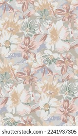 textile design with cute abstract flower pattern image