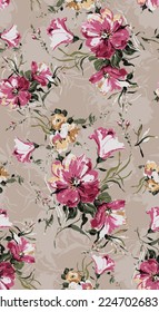 textile design with cute abstract flower pattern image