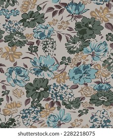 textile design with cute abstract flower illustration
