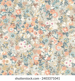 textile design with cute abstract flowers pattern image