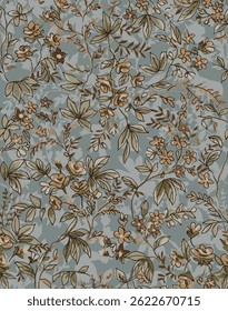 textile design with cute floral pattern image