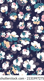 textile design with cute flower pattern