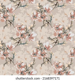 textile design with cute flower pattern image