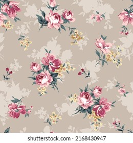 textile design with cute flower pattern