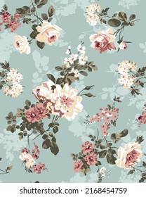 textile design with cute flower pattern image