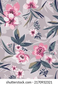 textile design with cute flower pattern
