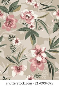 textile design with cute flower pattern