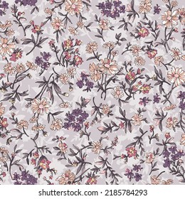 textile design with cute flower pattern image