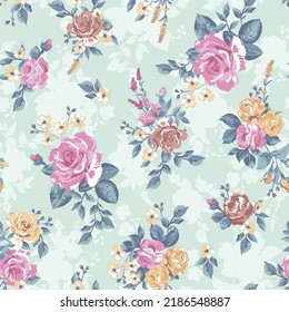 textile design with cute flower pattern image