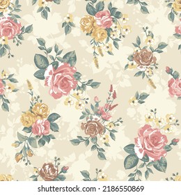 textile design with cute flower pattern image