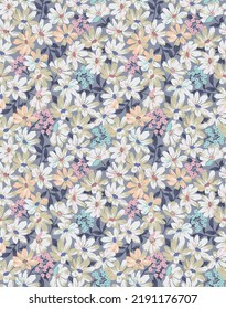 textile design with cute flower pattern image