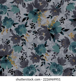 textile design with cute flower pattern image