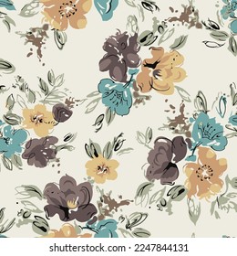 textile design with cute flower pattern image