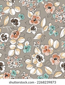 textile design with cute flower pattern image