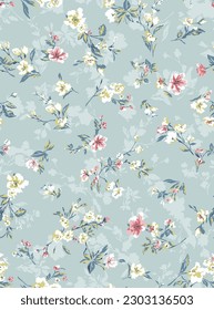 textile design with cute flower pattern image