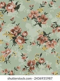 textile design with cute flowers pattern image