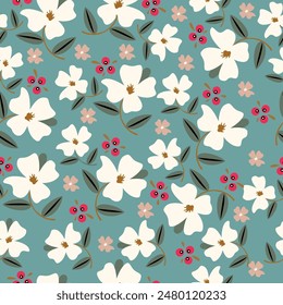 textile design with cute flowers pattern image