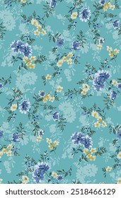 textile design with cute flowers pattern image