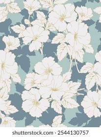 textile design with cute flowers pattern image