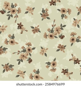 textile design with cute flowers pattern image