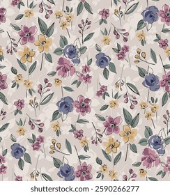 textile design with cute flowers pattern image