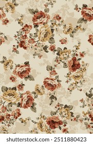 textile design with cute rose flowers pattern image