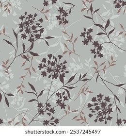 textile design with cute silhouette floral pattern image