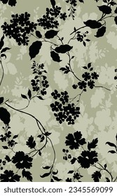 textile design with cute silhouette flowers pattern image