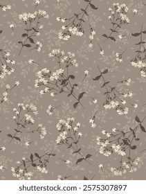 textile design with cute silhouette  flowers pattern image