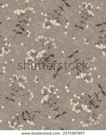 textile design with cute silhouette  flowers pattern image