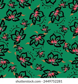 textile design with cute silhouette foliage pattern image