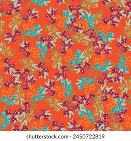 textile design with cute silhouette foliage pattern image