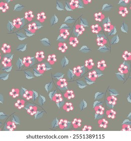 textile design with cute silhouette foliage pattern image