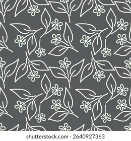textile design with cute silhouette foliage pattern image

